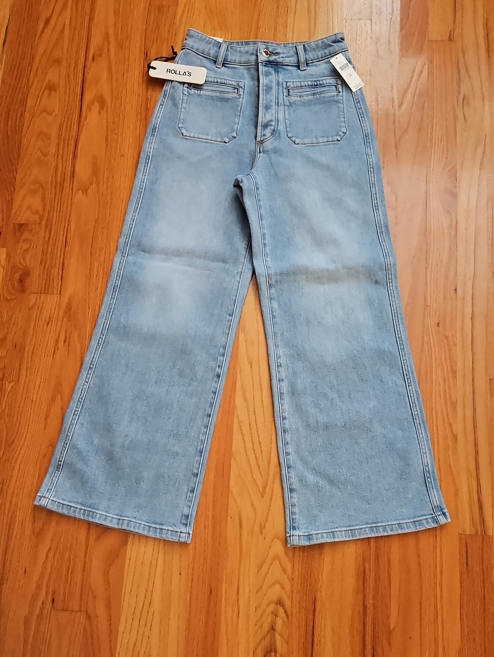 ROLLA'S Light Blue Wide Leg Jeans with Front Patch Pockets